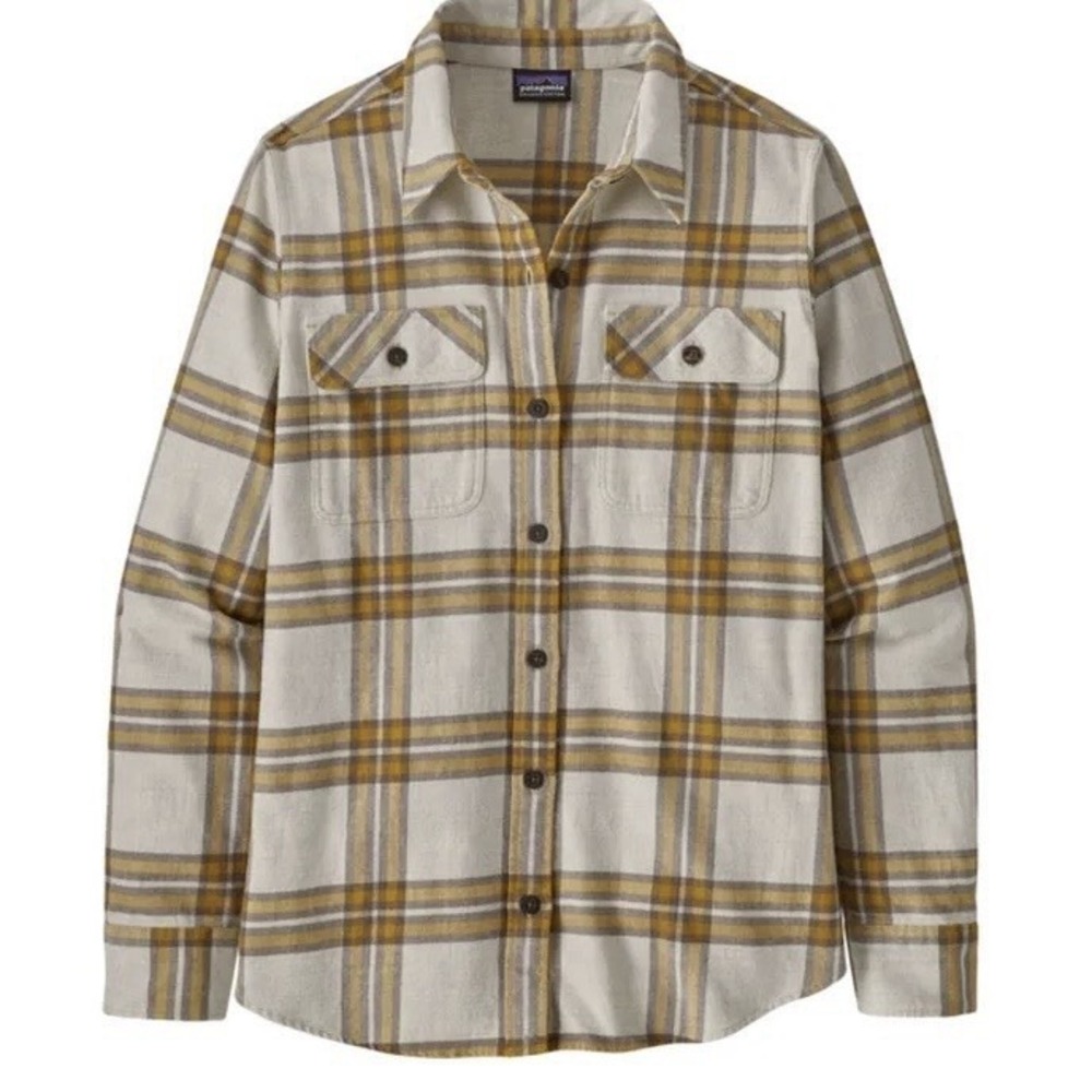 Patagonia Women's Long Sleeve‎ Midweight Fjord Flannel Shirt - TUBI-Tundra Sz LG
